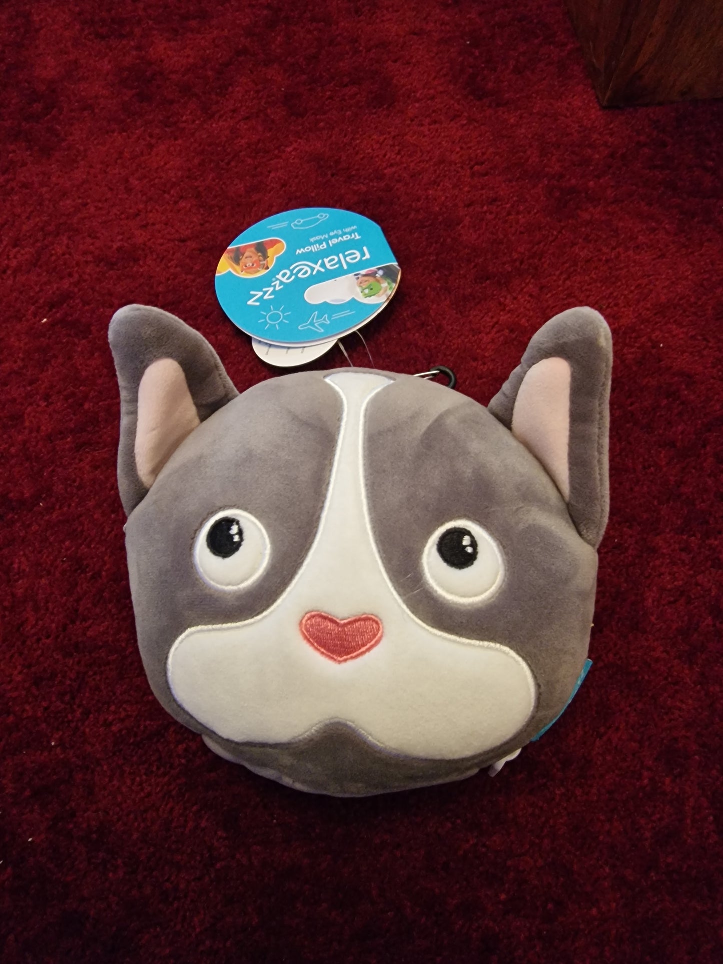 Relaxeazzz French Bulldog Plush Travel Pillow & Eye Mask