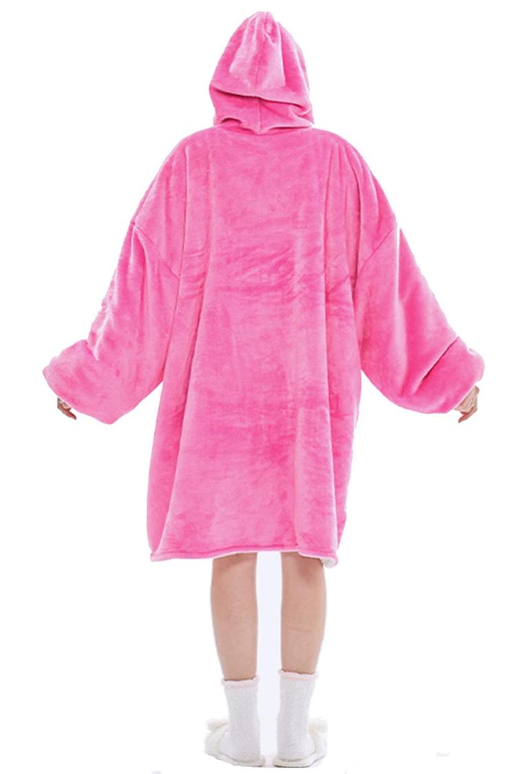 Joligiao Hoodie Blanket, Oversized Super Soft Fleece Blanket Sweatshirt Warm Comfortable Giant Hoody Wearable Blanket With Pocket For Men, Women, Teens(Rosa red,One Size)