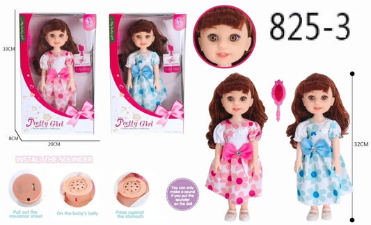 825-3 32cm Sound Singing Girl Doll Assorted Design