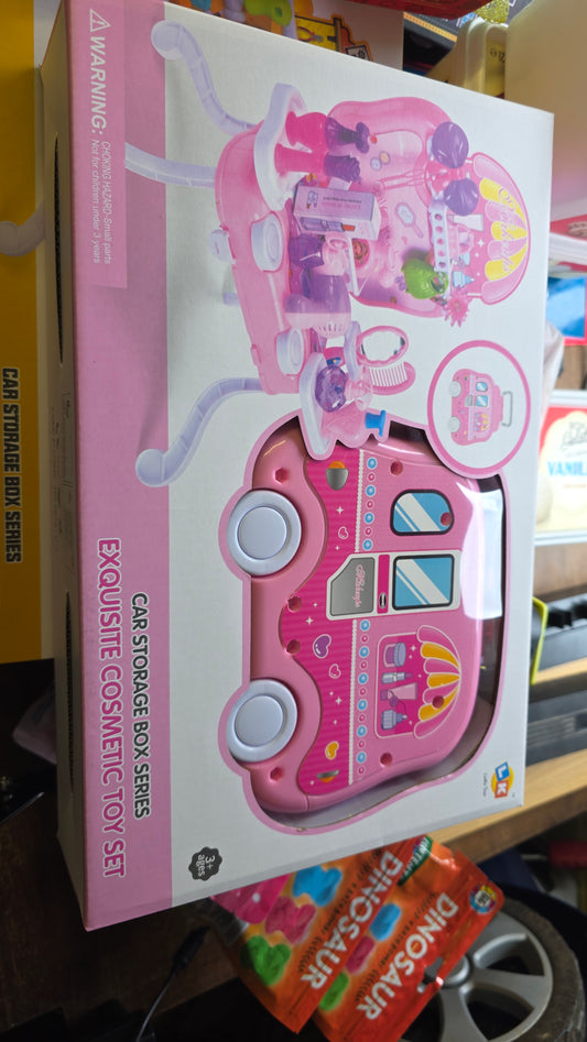 Pink car cosmetics storage box